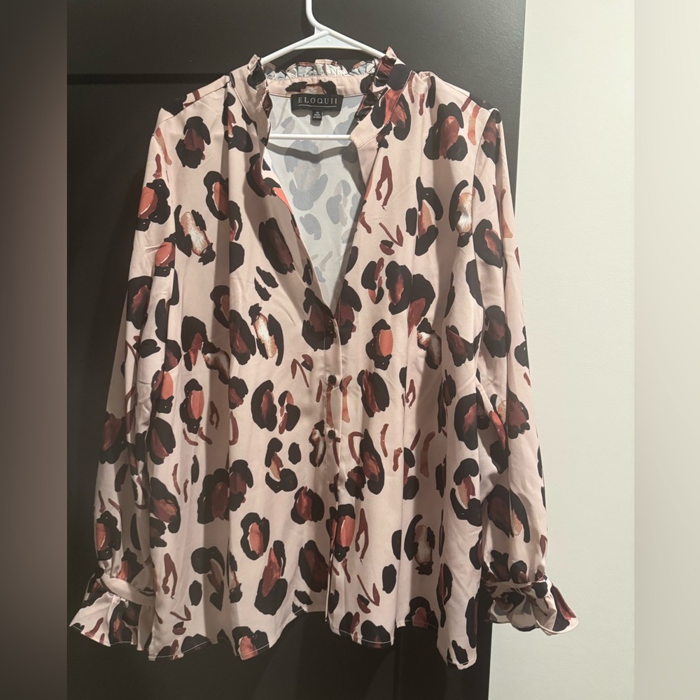 Printed button down blouse